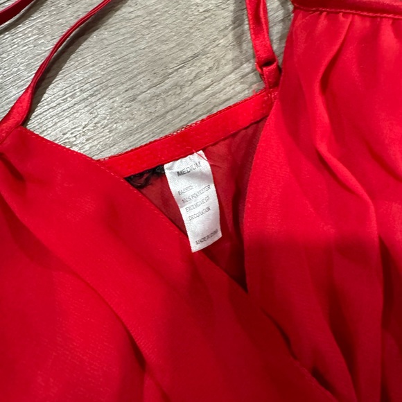 SALE 🍒🤍FREDERICKS of Hollywood red satin sheer babydoll lingerie ♥️ - Picture 6 of 9